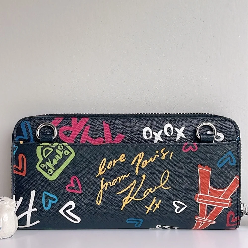 Karl Lagerfeld Paris Genuine Leather Wallet Crossbody